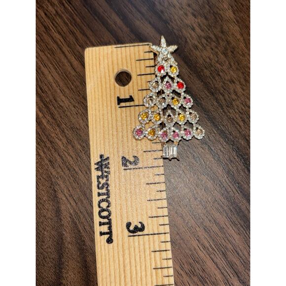 New rhinestone Christmas tree brooch pin In Gift Box - Picture 2 of 7